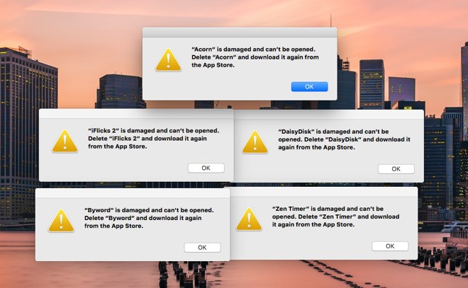 OS X και μήνυμα σφάλματος “App is Damaged Can’t Be Opened”