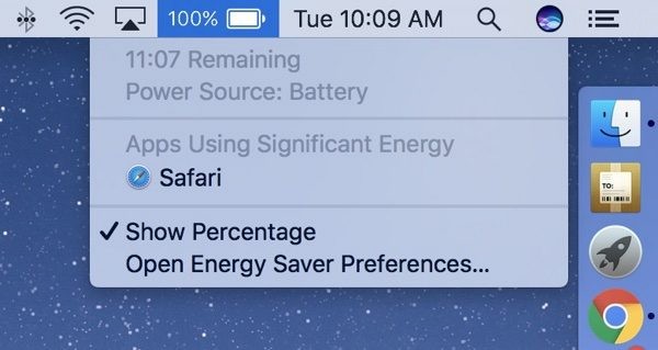 Το macOS Sierra 10.12.2 αφαιρεί την ένδειξη χρόνου υπολειπόμενης χρήσης (Time Remaining)
